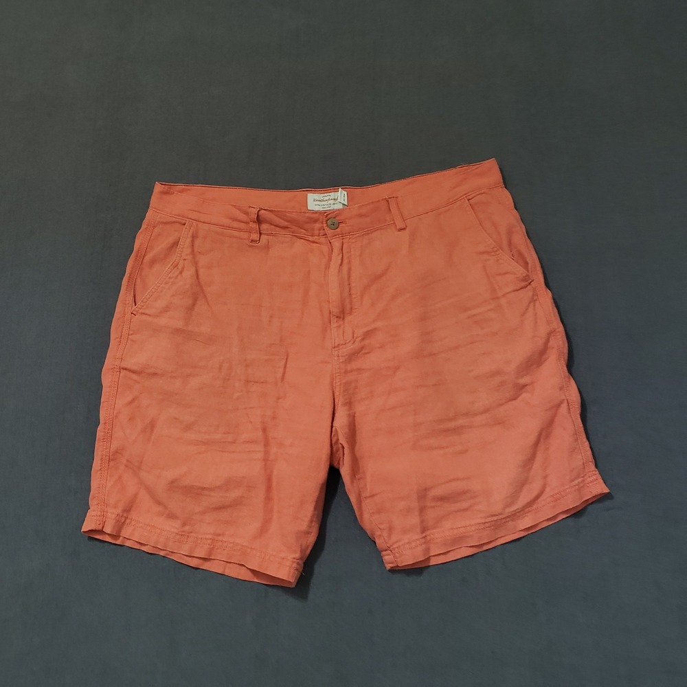 Weatherproof Vintage Shorts Mens‎ 36 Orange Linen Blend Flat Front Casual Summer
